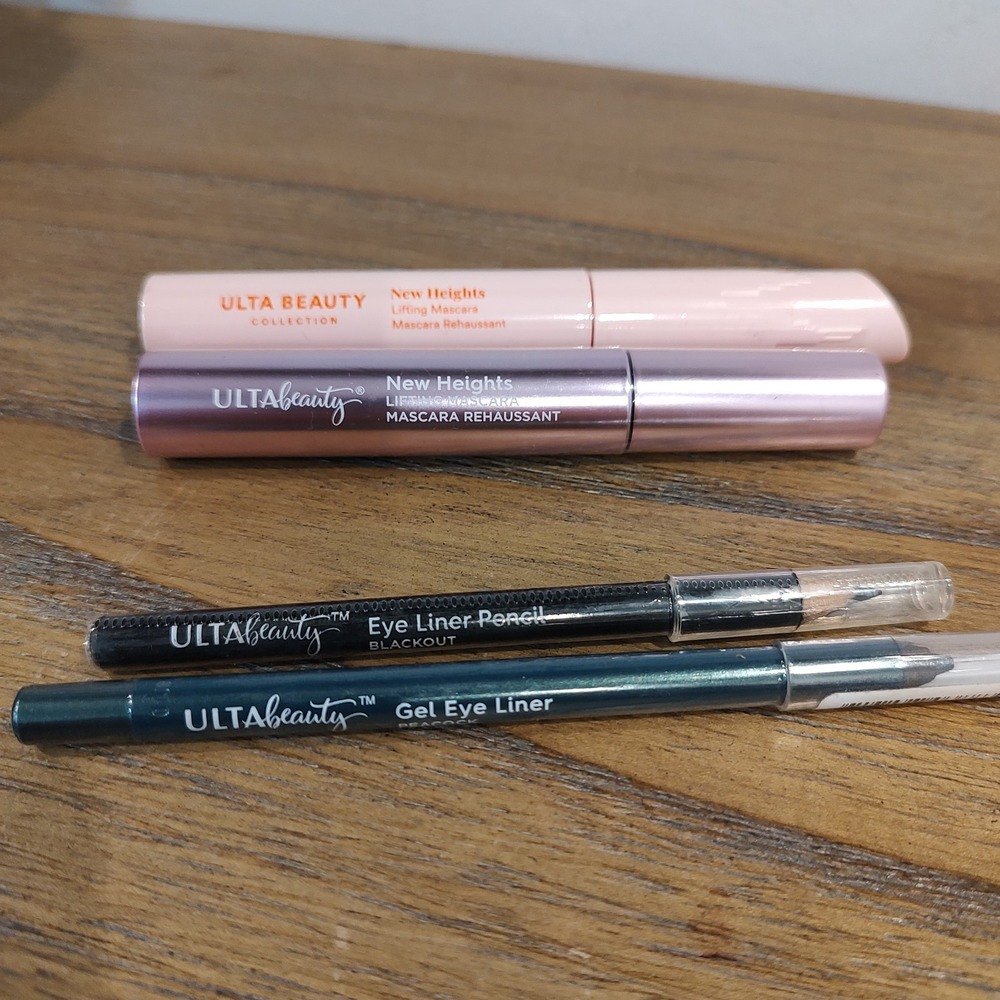 Ulta Lot 4 Piece Eyeliner Blackout Peacock Mascara New Heights Lifting Jet Black